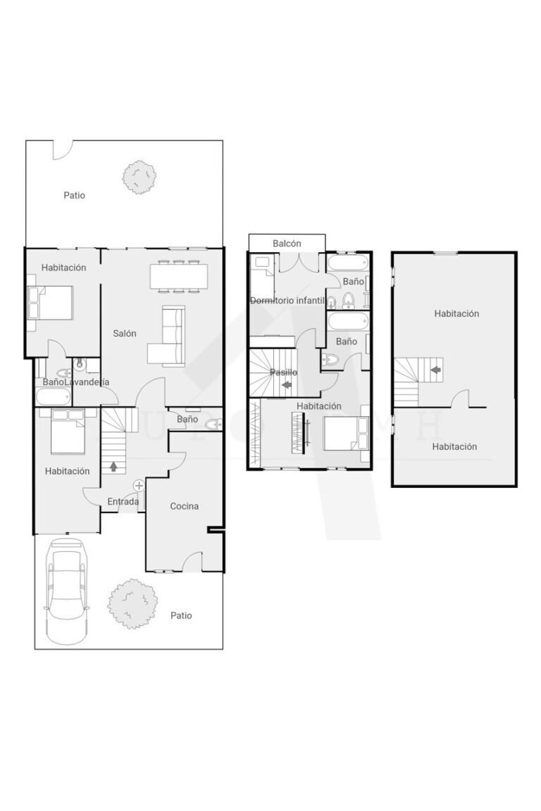 Plano de distribución de una vivienda antes de una reforma integral en Valencia
